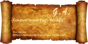 Gaunersdorfer Aldó névjegykártya